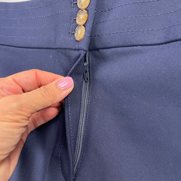 LOFT High Waist Navy Blue Dress Shorts Triple Button Zip Fly 4" Inseam Size 12 - Picture 8 of 12